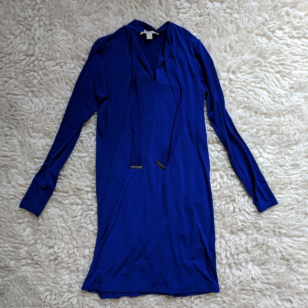 Michael Kors Royal Blue Neck Tie Shift Dress